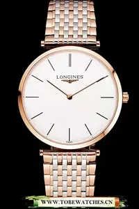 Longines Grande Classique White Dial Rose Gold Case Two Tone Bracelet En122774