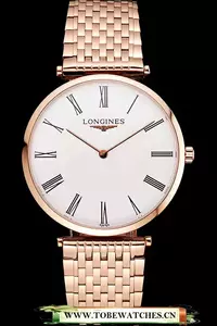 Longines Grande Classique White Dial Roman Numerals Rose Gold Case And Bracelet En122776