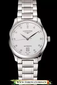 Longines Master White Dial Diamond Hour Markers Stainless Steel Bracelet En124543