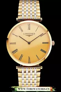 Longines Grande Classique Gold Dial Roman Numerals Gold Case Two Tone Bracelet En122769