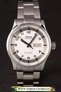 Mido Multifort Stainless Steel Strap White Dial En59281