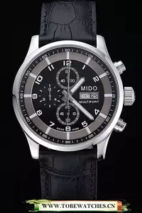 Mido Multifort Cronograph 2 Tone Dial Black Leather Strap En60082