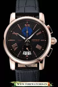 Montblanc Twinfly Chronograph Black Dial Black Leather Bracelet En125125