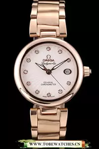 Omega Deville Ladymatic Rose Gold Stainless Steel Strap White Dial En58894