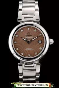 Omega Deville Ladymatic Stainless Steel Strap Brown Dial En58897