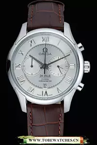 Omega Deville Silver Bezel With White Dial And Brown Leather Strap En59656