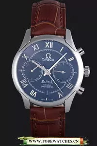 Omega Deville Silver Bezel With Blue Dial And Brown Leather Strap En59657