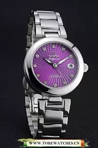 Omega Ladymatic Purple Dial Stainless Steel Bracelet En60352