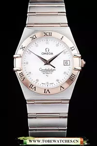 Omega Constellation Jewelry Rose Gold Case Omega Emblem White Dial En58131