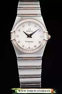 Omega Constellation Jewelry Diamond Case Small Radial Emblem White Dial En58147