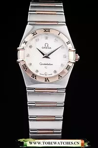 Omega Constellation Jewelry Rose Gold Case Small Radial Emblem White Dial En58148