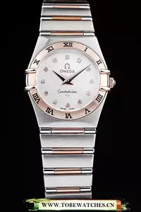 Omega Constellation Jewelry Rose Gold Case White Dial En58150
