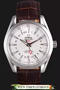 Omega Seamaster Silver Bezel With White Dial And Brown Leather Band En59663