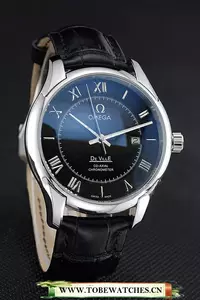Omega Deville Black Dial Stainless Steel Case Black Leather Strap En120972