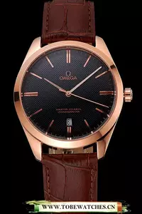 Omega Tresor Master Co Axial Black Dial Rose Gold Case Brown Leather Strap En121400