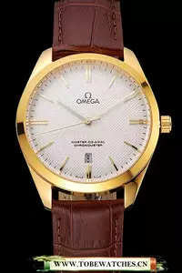 Omega Tresor Master Co Axial White Dial Gold Case Brown Leather Strap En121401