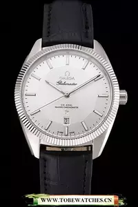 Omega Globemaster Silver Dial Stainless Steel Case Black Leather Strap En122236