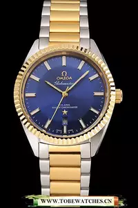 Omega Globemaster Blue Dial Stainless Steel Case Gold Bezel Two Tone Bracelet En122450