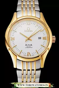 Omega De Ville White Dial Gold Case Two Tone Bracelet En123890