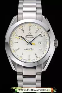 Omega Seamaster Aqua Terra Ivory Dial Black And Yellow Seconds Hand Stainless Steel Bracelet En119319