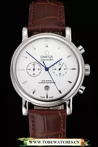 Omega Seamaster Vintage Chronograph White Dial Stainless Steel Case Brown Leather Strap En122609