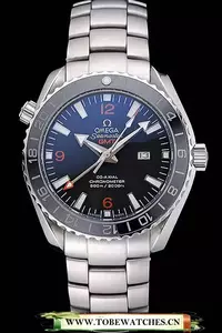 Omega Seamaster Planet Ocean Gmt Black Dial Stainless Steel Band En60287