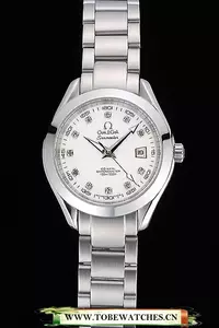 Omega Seamaster Aqua Terra White Dial Diamond Numerals Stainless Steel Bracelet En60337