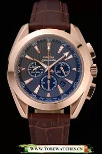 Omega Seamaster Aqua Terra Chronograph Teak Black Dial Brown Leather Bracelet En60420