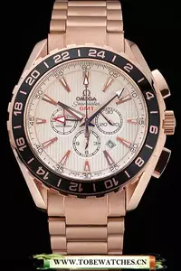 Omega Seamaster Aqua Terra Chrono Gmt Ivory Dial Gold Bracelet En60422