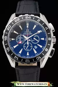 Omega Seamaster Aqua Terra Chrono Gmt Blue Dial Black Leather Bracelet En60424
