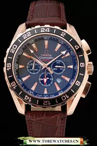 Omega Seamaster Aqua Terra Chrono Gmt Teak Grey Dial Brown Leather Bracelet En60425
