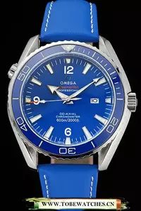 Omega Seamaster Planet Ocean Blue Dial Blue Leatherl Bracelet En60427