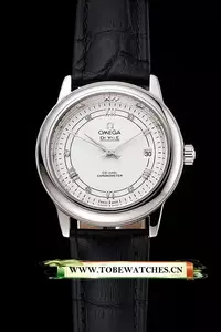 Omega De Ville Prestige Ladies White Dial Stainless Steel Case Black Leather Strap En123365