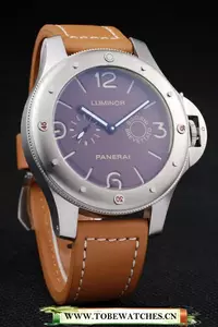 Panerai Luminor Brushed Stainless Steel Case Brown Dial Brown Leather Strap En58215