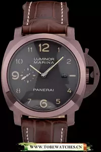 Panerai Luminor Brown Leather Strap Black Dial En59069
