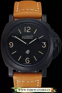 Panerai Luminor Ion Plated Stainless Steel Bezel Orange Leather Bracelet En60205