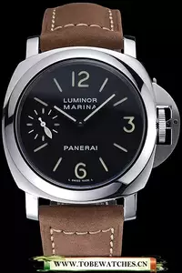 Panerai Luminor Marina Stainless Steel Bezel Khaki Leather Bracelet En60207