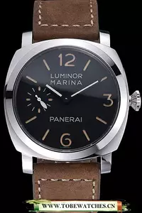 Panerai Luminor Marina Stainless Steel Bezel Khaki Leather Bracelet En60218