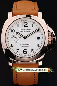 Panerai Luminor Marina White Dial Brown Leather Bracelet En10191
