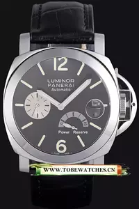 Panerai Luminor Power Reserve Black Dial Black Leather Bracelet En10211