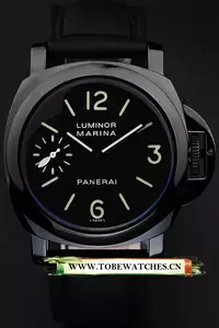 Panerai Luminor Marina Black Dial Black Stainless Steel Case Black Leather Bracelet En10251
