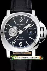 Panerai Luminor Gmt Black Dial Black Leather Bracelet En10491