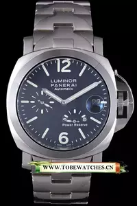 Panerai Luminor Power Reserve Black Dial Brushed Stainless Steel Bracelet En10741