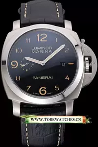 Panerai Luminor Marina 1950 Black Dial Brushed Steel Case Black Embossed Leather Strap En121403