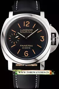 Panerai Luminor Marina 8 Days Black Dial Stainless Steel Case Black Leather Strap En122048