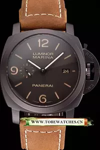 Panerai Luminor Marina 1950 3 Days Brown Dial Black Case Brown Leather Strap En122094