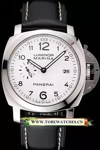 Panerai Luminor Marina 3 Days White Dial Stainless Steel Case Black Leather Strap En122095