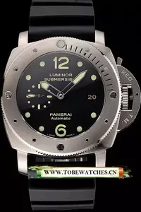 Panerai Luminor Submersible Black Dial Stainless Steel Case Black Rubber Strap En122096