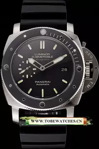Panerai Luminor Submersible Black Dial Stainless Steel Case Black Bezel Black Rubber Strap En122097