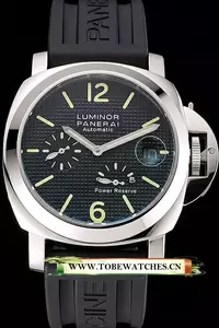 Panerai Luminor Power Reserve Black Hobnail Pattern Dial Stainless Stel Case Black Rubber Strap En122226